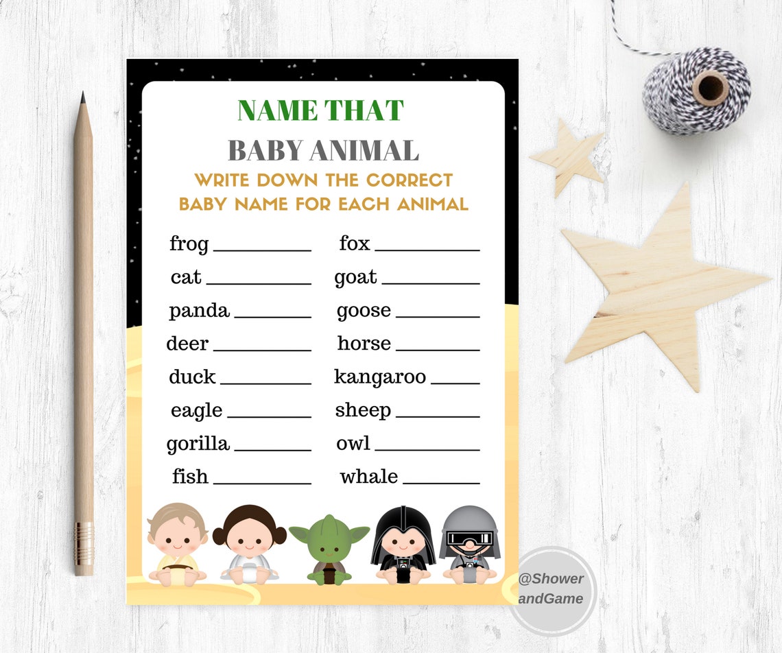 Star Wars 24 Baby Shower Game Package Star Wars Baby Shower Etsy