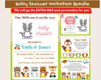 Woodland Baby Shower Invitation Boy | Woodland Baby Shower Invites | Woodland Baby Shower Thank You | Woodland Theme Baby Shower Invitations