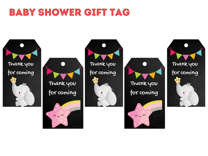 Elephant Baby Shower Favor Tag Printable Elephant Baby Thank You Card baby Elephant Gift Tag Boy