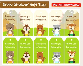 Woodland Baby Shower Thank You Tags | Woodland Gift Tags | Thank you Favor Tags | Woodland Theme Baby Shower Invitation Tag | Favor Tags