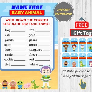 Toy Story Name that Baby Animal Baby Shower Game | Toy Story Baby Shower Game | Toy Story Name that Baby Animal | It&#39;s a boy shower party