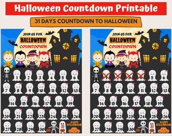 Halloween Countdown Printable |Days until Halloween | |Halloween Countdown |Halloween Countdown for kids |Halloween Calendar Printable