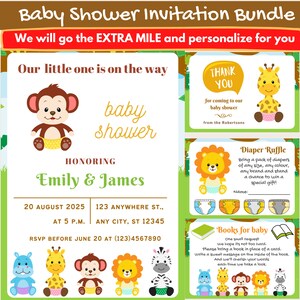 Safari Baby Shower Uitnodiging| Baby Shower Safari Thema | Safari Book Request Card | Safari Luier Roeskaart | Cutie Baby Shower Uitnodiging