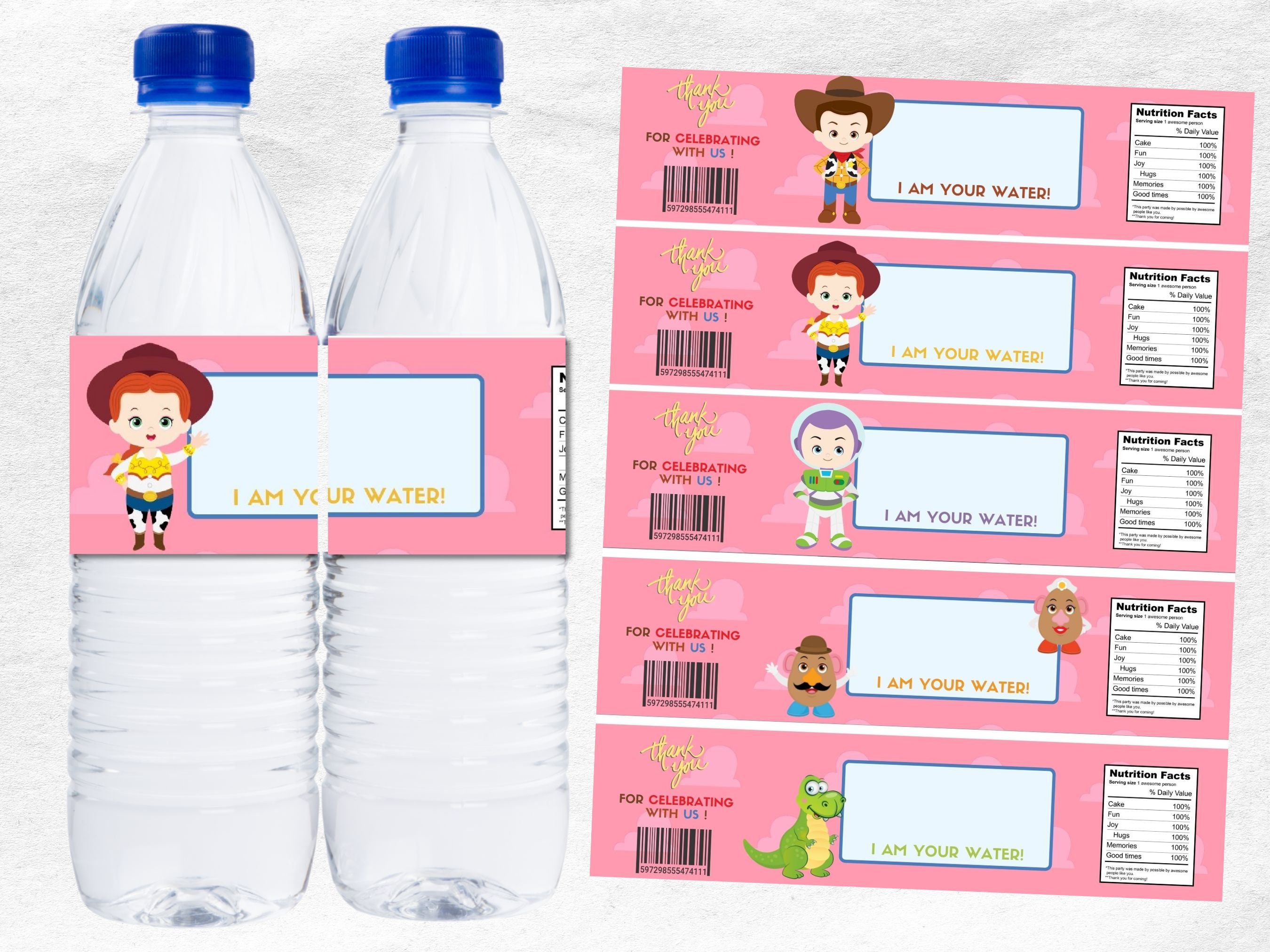 Toy Story Water Bottle Labels, Toy Story Bottle Labels, Water Labels, Toy  Story Birthday Party, DIY - MakeMeDesign