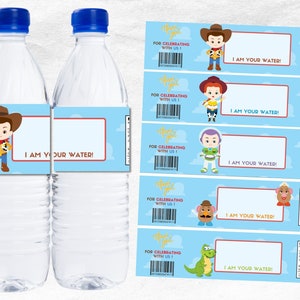 Toy Story Blue Water Bottle Label Table Centerpiece for Party | Toy Story Birthday Party Favors Printable |Toy Story Water Bottle Label Blue