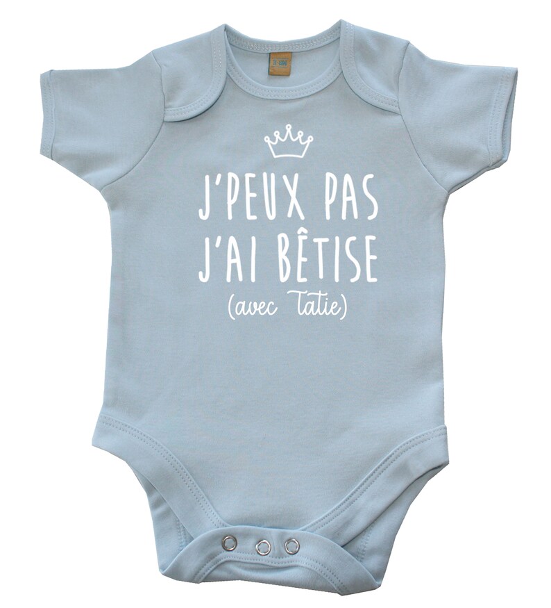 Body Bébé Humoristique 'J'peux Pas J'ai Bêtise' - Personnalisable - 100% Coton - Manches Courtes