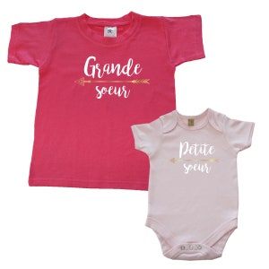 Big sister and little sister, tee shirt set and girl bodysuit || Original gift and to customize || Assorted sisters||