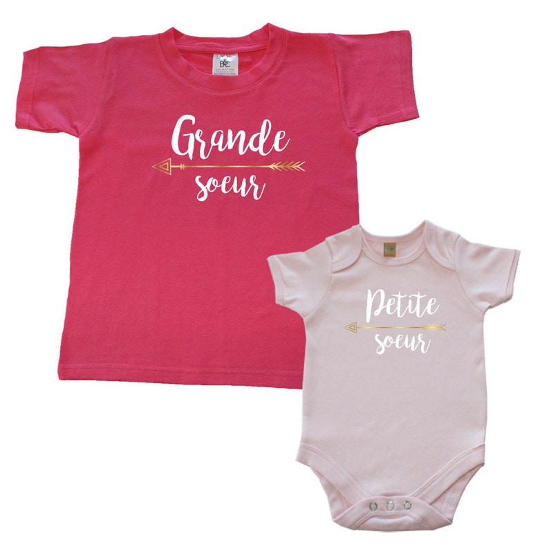 Ensemble T-shirt/body Grande sœur et petite sœur - Créateur ETSY : DSTNYcompagnie