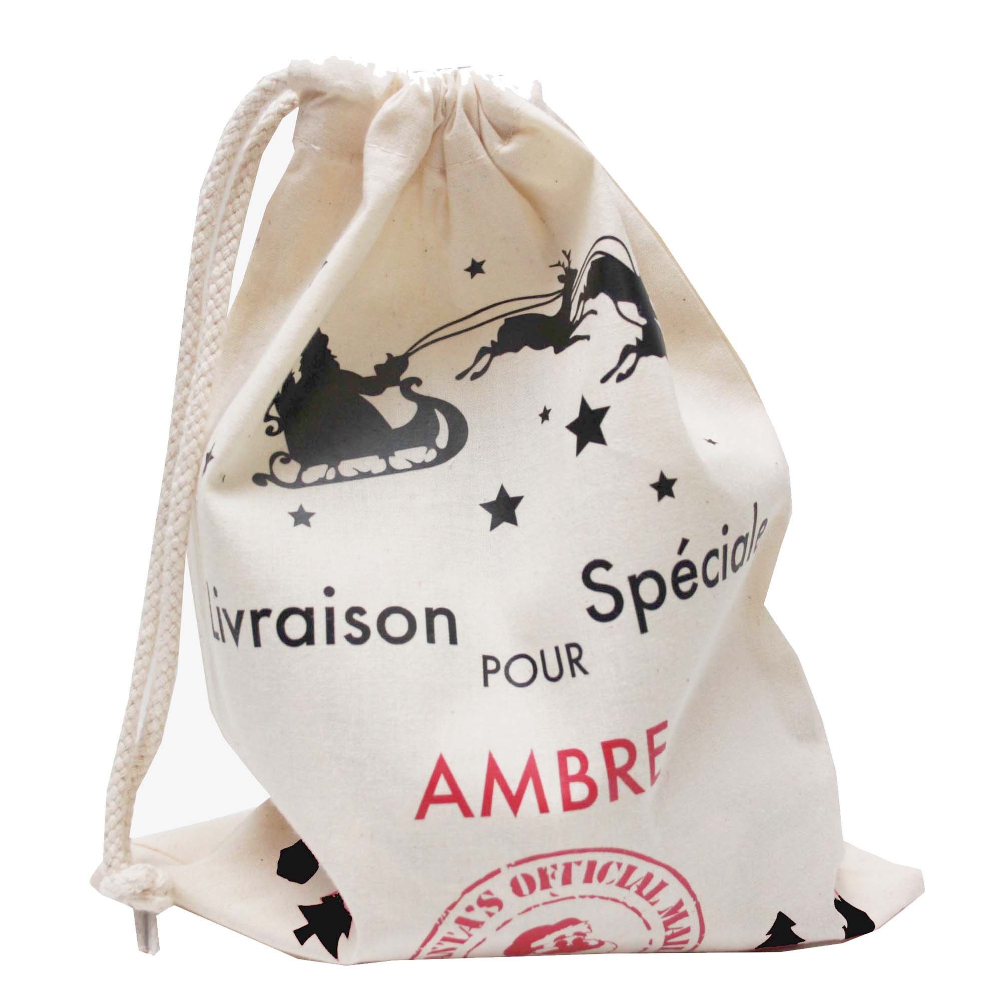 Hotte de Noël, Livraison Express Pour... | Prénom à Personnaliser Sac Emballage Cadeau