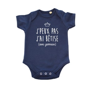 Bavoir Bébé Garçon "J'peux Pas J'ai Bêtise Avec Parrain" – Flocage Doux, Idée Cadeau Naissance Originale