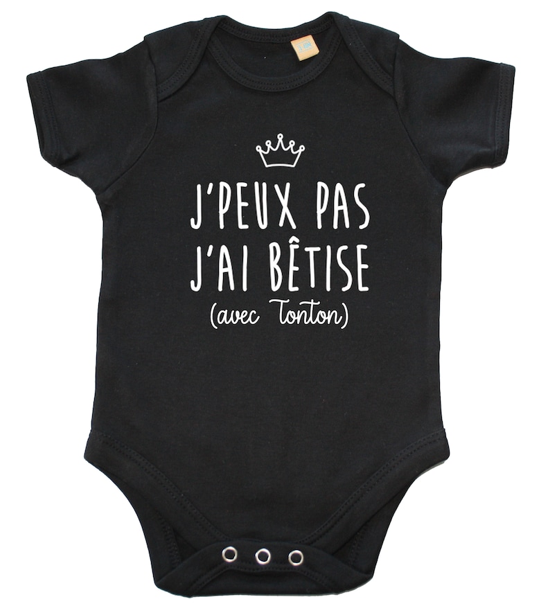 Body Bébé Personnalisé 'J'peux Pas, J'ai Bêtise Avec Mon Parrain' - Blanc 9 Mois