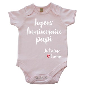 T-shirt Enfant Personnalisé "Joyeux Anniversaire Papa" - Avec Prénom - 100% Coton - Cadeau Anniversaire Personnalisable - 4
