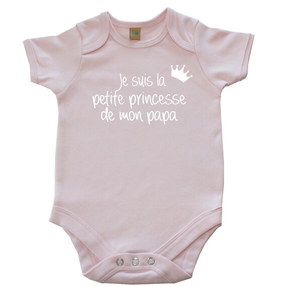 Body Bébé "Je Suis La Princesse De Mon Papa" - Coton - Fait Main En France - Neuf