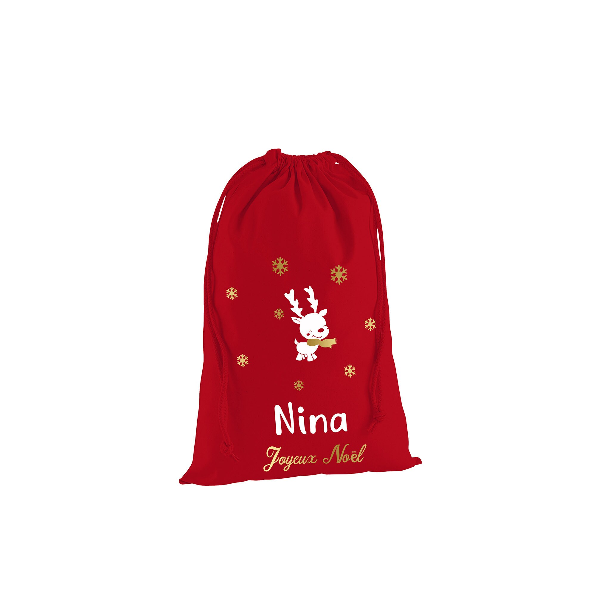 Hotte de Noël, Prénom à Personnaliser , Sac Emballage Cadeau