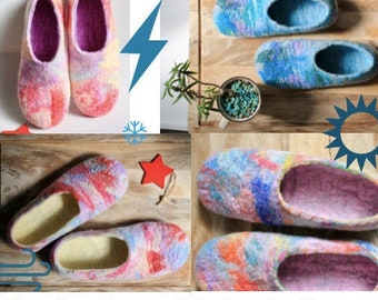 Felted Wool Slipper Tutorial - How to make a pair of wool felted slippers, Easy to follow step by step instructions, wet felting, DIY PDF