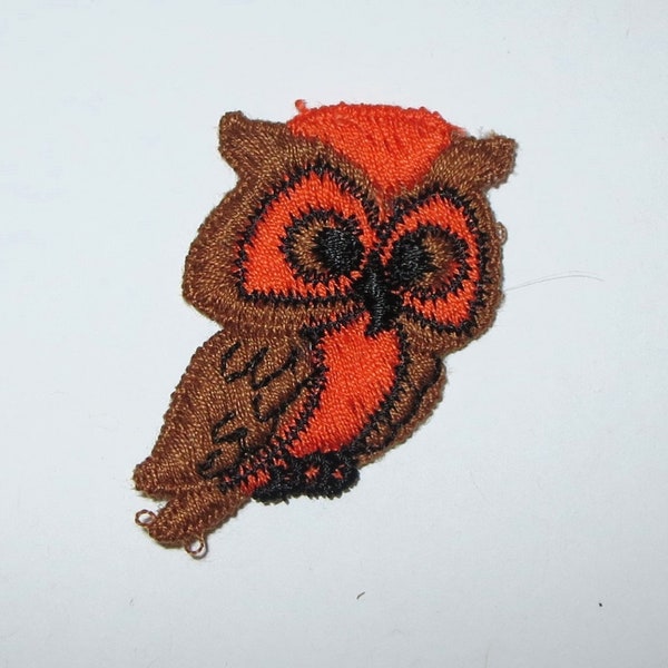 Vintage 70's Owl Patch 1.75" inch Brown & Orange