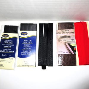 Lot of 5 Iron-On Hem Tape Wrights 1/2 inch Wide Black & Red New and Opened