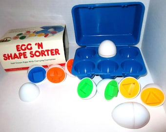Vintage 1983 Eggs N Shape Sorter Set Toddler Play Activity Toy