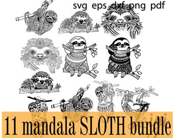 Download Sloth Mandala Svg Etsy