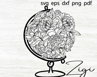 Download Floral Globe Svg Etsy PSD Mockup Templates