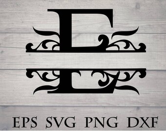 Split initial svg split letter E monogram svg - split monogram font svg split letter monogram divider initial svg for cricut vinyl png