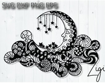 Download Moon face svg mandala moon svg | Etsy