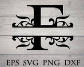 Split initial svg split letter F monogram svg - split monogram font svg split letter alphabet divider initial svg for cricut vinyl png