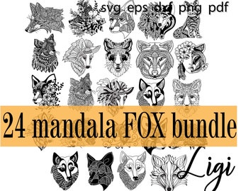 Download Fox Mandala Vector Etsy