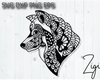 Download Zentangle wolf svg animal mandala files for cricut wolf ...