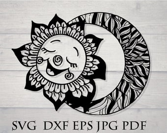 Download Sun Moon Mandala Svg For Silhouette - Layered SVG Cut File