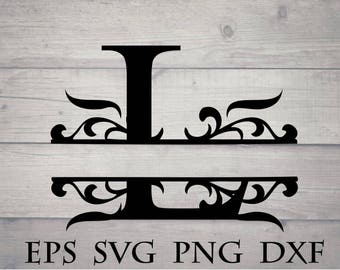 Split initial svg split letter L monogram svg - split monogram font svg split letter alphabet divider initial svg for cricut vinyl png