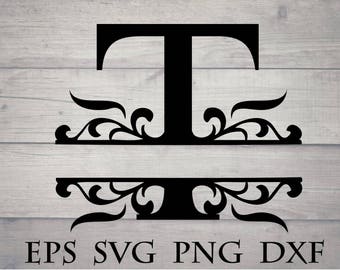 Download Monogram split letter svg divided initial S svg swirl | Etsy