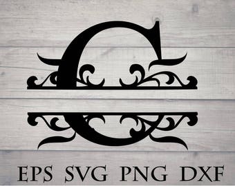 Split initial svg split letter C monogram svg - split monogram font svg split letter monogram divider initial svg for cricut vinyl png