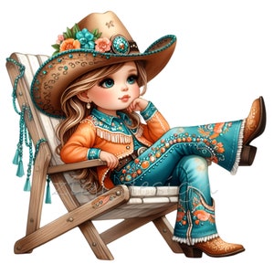 10 PNG Cowgirl – Western girl clipart – Country rodeo decor, farmhouse printable, rustic fashion design, floral cowboy hat illustration