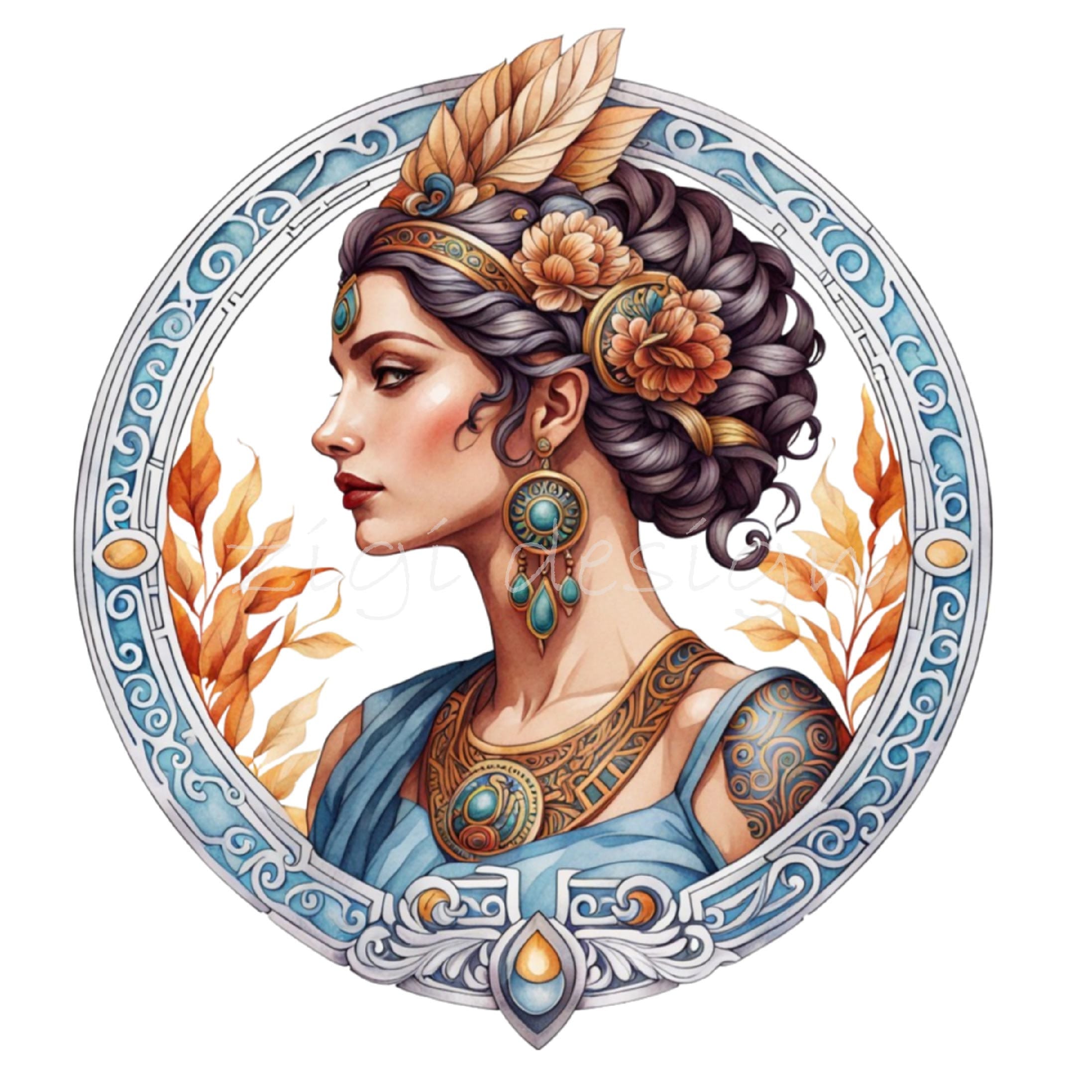 15 PNG Greek Goddess Clipart – Watercolor Mythology Portrait - Etsy