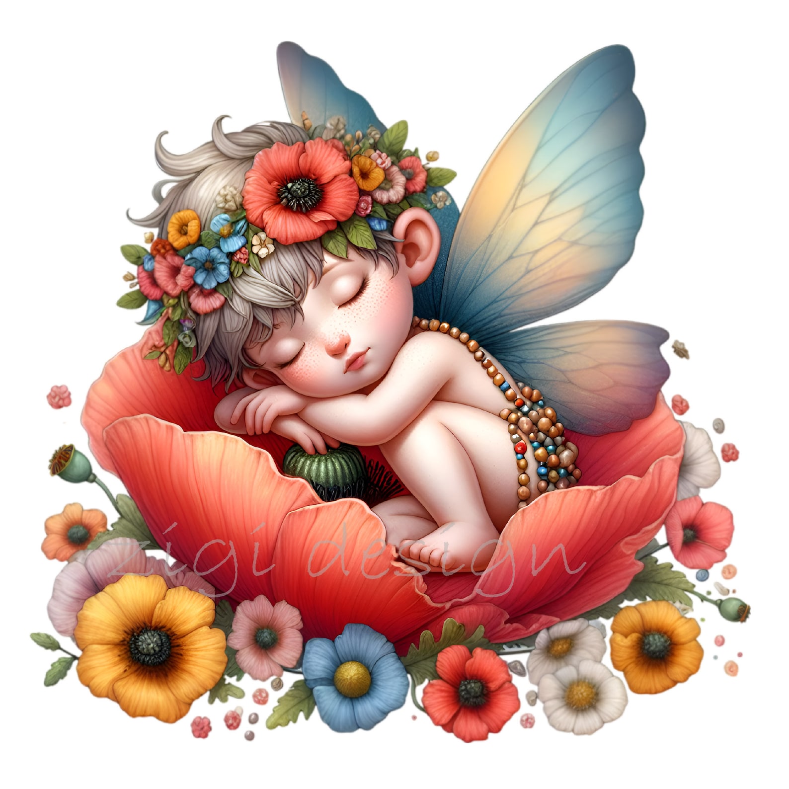 10 PNG Sleeping Fairy Clipart – Floral Flower Crown Nursery - Etsy
