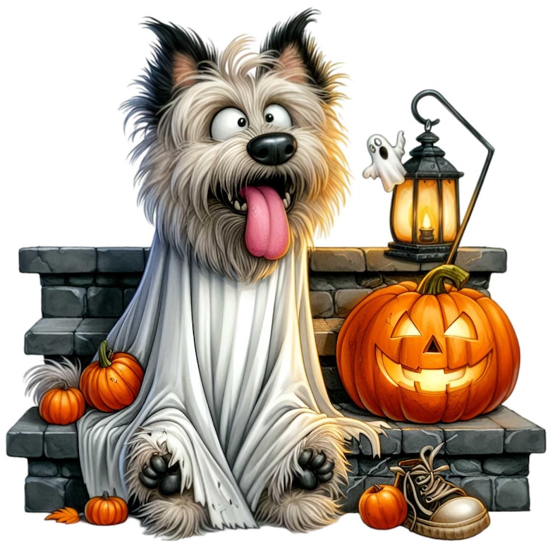 9 PNG Ghost Dog Scruffy Puppy Witch Hat Clipart, Spooky Pumpkin - Etsy