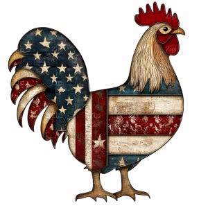 12 Patriotyczny kogut PNG Clipart – Rustykalna amerykańska flaga Kurczak Sztuka – 4 lipca Farma Zwierzęca Cyfrowe Pobieranie dla Rzemiosła