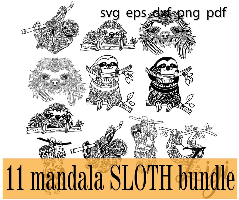 Download Sloth Svg Bundle Sloth Mandala Svg Sloth Birthday Girl Shirt Svg Dxf Png Cut File Digital Art Collectibles Vadel Com