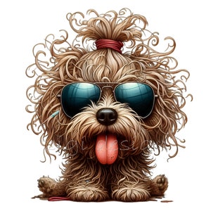 Labradoodle Clip Art, Goldendoodle Clipart, 12 PNG Funny Dog Clip Art, Junk Journal, Card Making, Needlework Teacher, Sublimation Printable