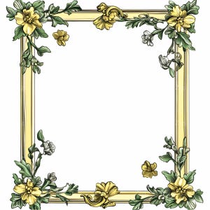 23 marcos florales vintage PNG, elegantes imágenes prediseñadas de borde de flor amarilla, marco decorativo botánico para invitaciones e impresiones