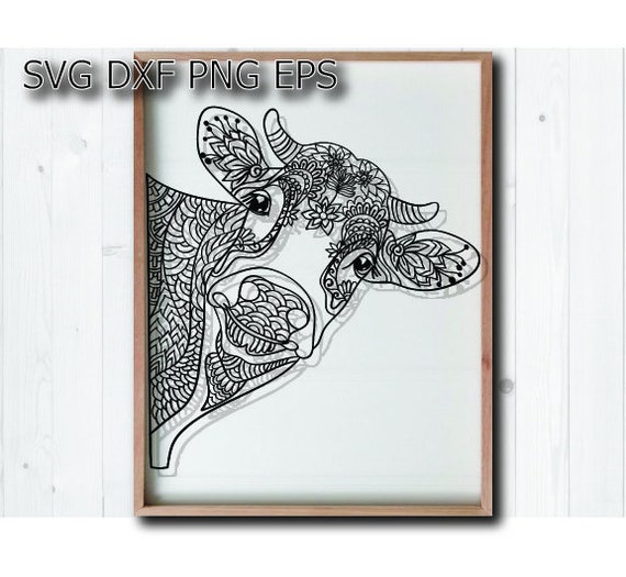 Download Mandala Cow Svg Zentangle Svg Heifer Svg Etsy