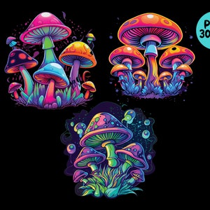Psychedelic Mushroom Clipart Retro PNG - Etsy