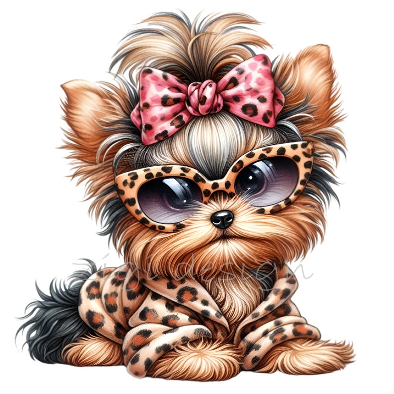 Shih Tzu Clipart, Leopard Bow Clip Art, 12 PNG Animal Print Cheetah Fur ...