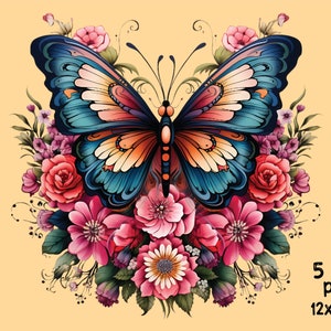 3D Butterfly PNG Clipart Bundle Flower Watercolor Sublimation - Etsy