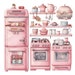 Retro Kitchen Clipart PNG 25 Pink Watercolor Baking Cooking - Etsy