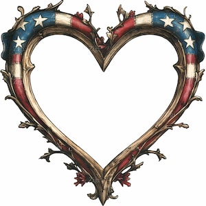 24 Marcos de corazón patrióticos PNG Clipart – Borde rústico de enredadera con bandera estadounidense – Descarga digital de amor estadounidense para manualidades y decoración