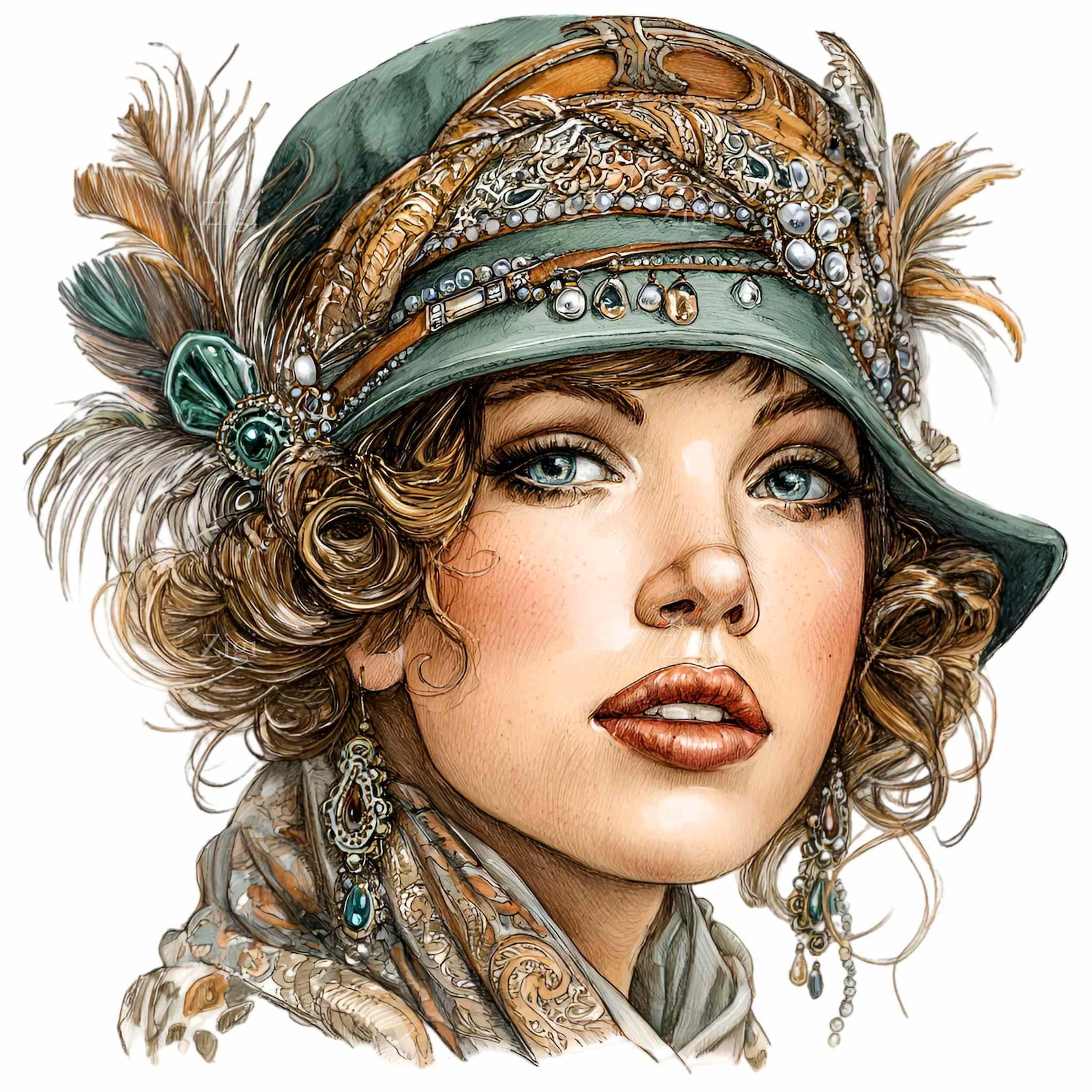 10 PNG Vintage Flapper Girl Clipart – 1920s Woman PNG – Art Deco ...