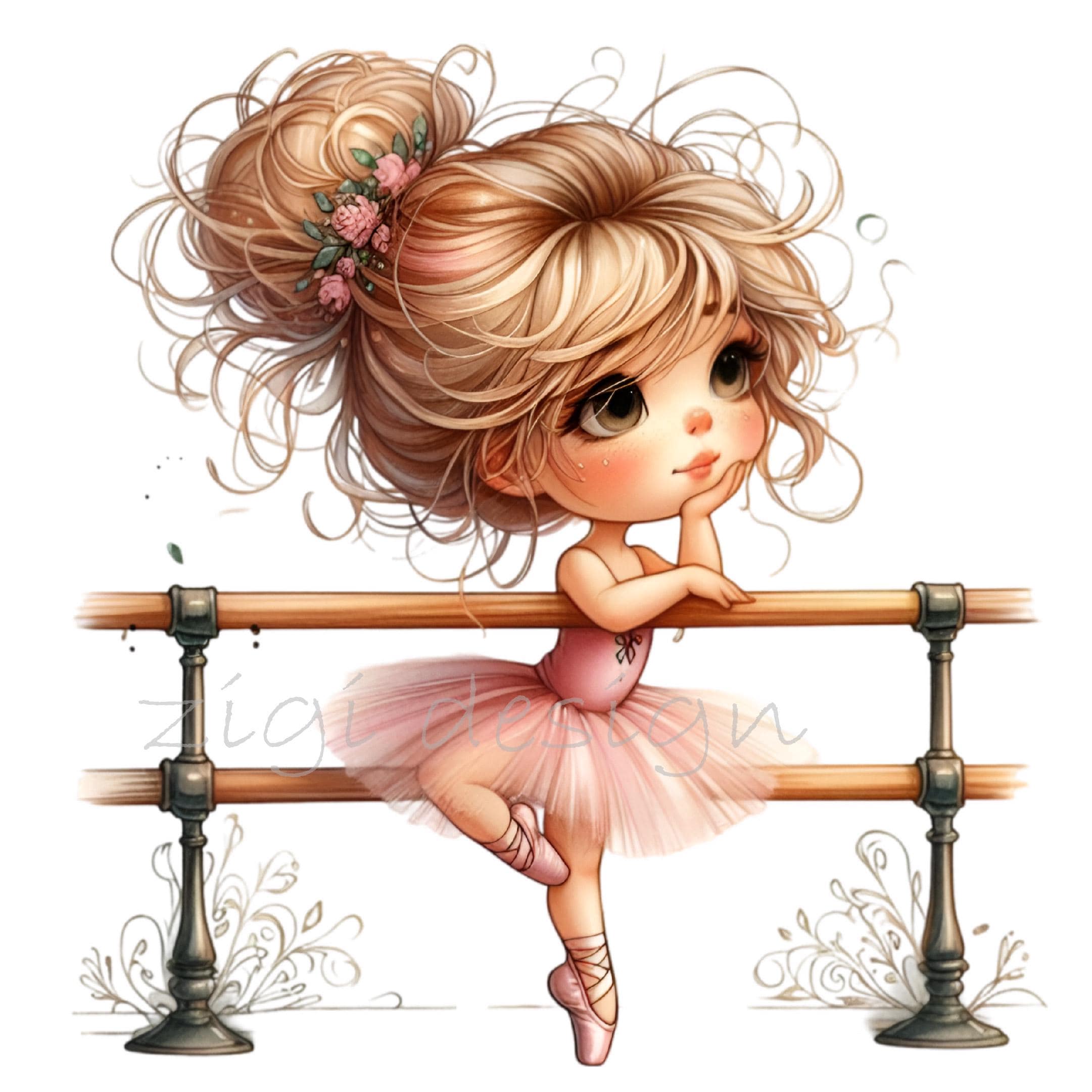Ballerina Clipart PNG, 15 Girl at Ballet Barre, Pink Tutu Dance ...