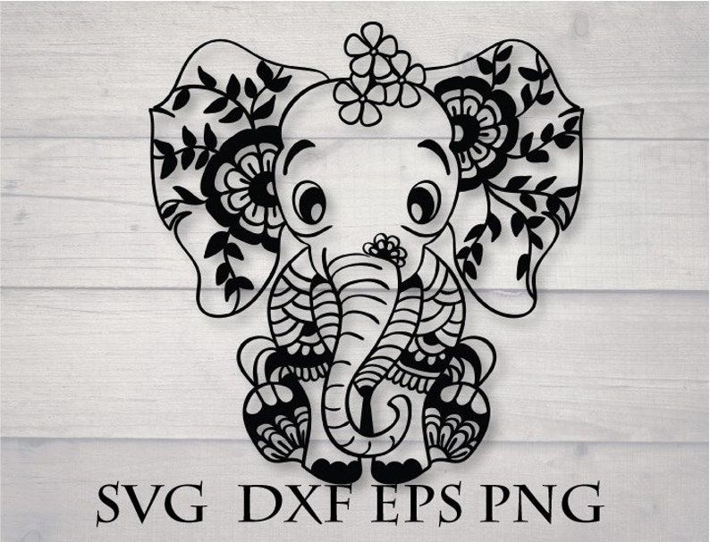 Baby elephant svg mandala animal svg | Etsy